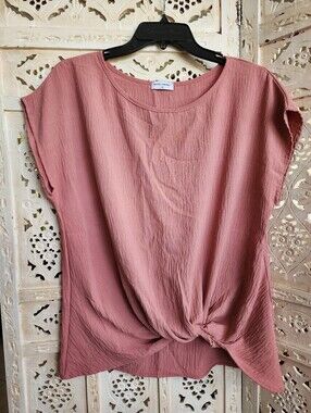 Petite Assembly Dusty Rose Soft Twist Blouse- Size Medium Petite